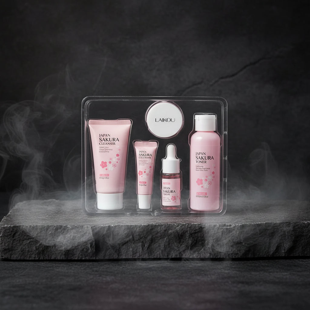 5/3pcs/Set Sakura Skin Care Sets Face Cream Serum Toner Facial Cleanser Sunscreen Eye Cream Gift Box Face Skin Care Set Product