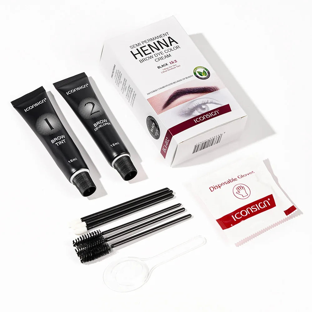 Kit Vopsea Sprâncene & Gene Henna Waterproof – Tint Permanent de Lungă Durată | Cremă & Gel