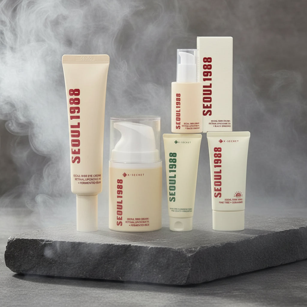 Seoul 1988 Skincare – Retinol Liposom, Niacinamidă, Mucină Melc, Orez & Lapte Demachiant | Korean Skincare | Feminin