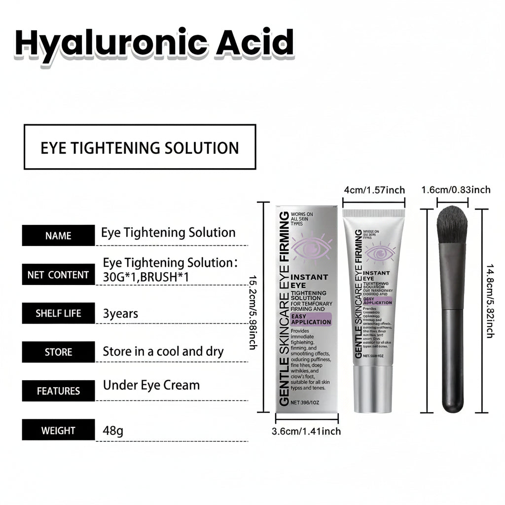 Hoygi Instant Eye Care Cream cu Pensula – Acid Hialuronic, Retinol, Colagen, Vitamina E | Anti-Rid, Puffiness & Cerculețe | Unisex