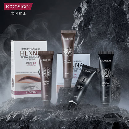 Kit Vopsea Sprâncene & Gene Henna Waterproof – Tint Permanent de Lungă Durată | Cremă & Gel