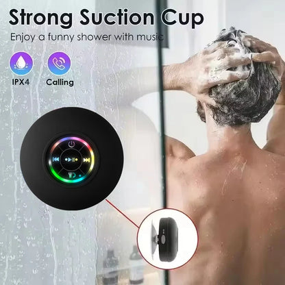 Waterproof Bluetooth Shower Speaker with LED Light – Portable Wireless Speaker