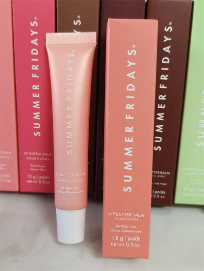 Summer Fridays Lip Butter Balm – Balsam de Buze Hidratant | Vanilla, Birthday Cake, Pink Sugar, Guava & Marshmallow | Lip Gloss Effect