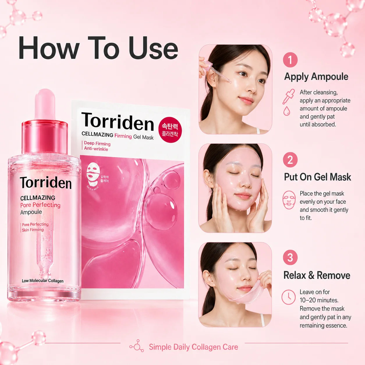 Torriden CELLMAZING Colagen Low-Molecular Ampulă & Mască Gel Kit
