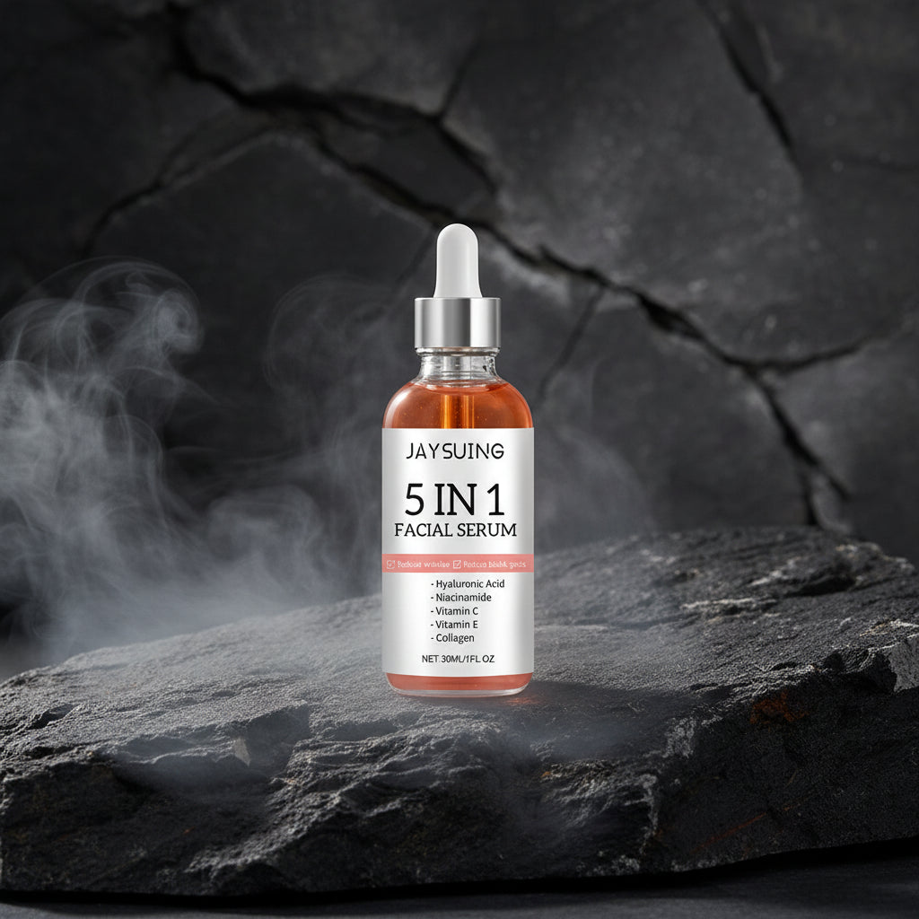 Ser Facial 5-în-1 cu Vitamina C & Acid Hialuronic – Fermitate, Hidratare & Pori Minimizați | 30ml