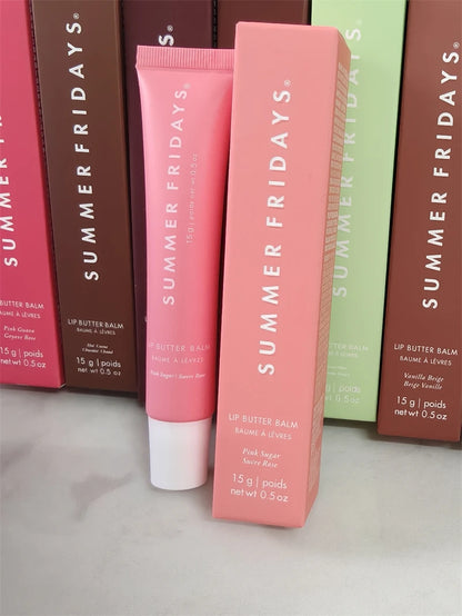 Summer Fridays Lip Butter Balm – Balsam de Buze Hidratant | Vanilla, Birthday Cake, Pink Sugar, Guava & Marshmallow | Lip Gloss Effect