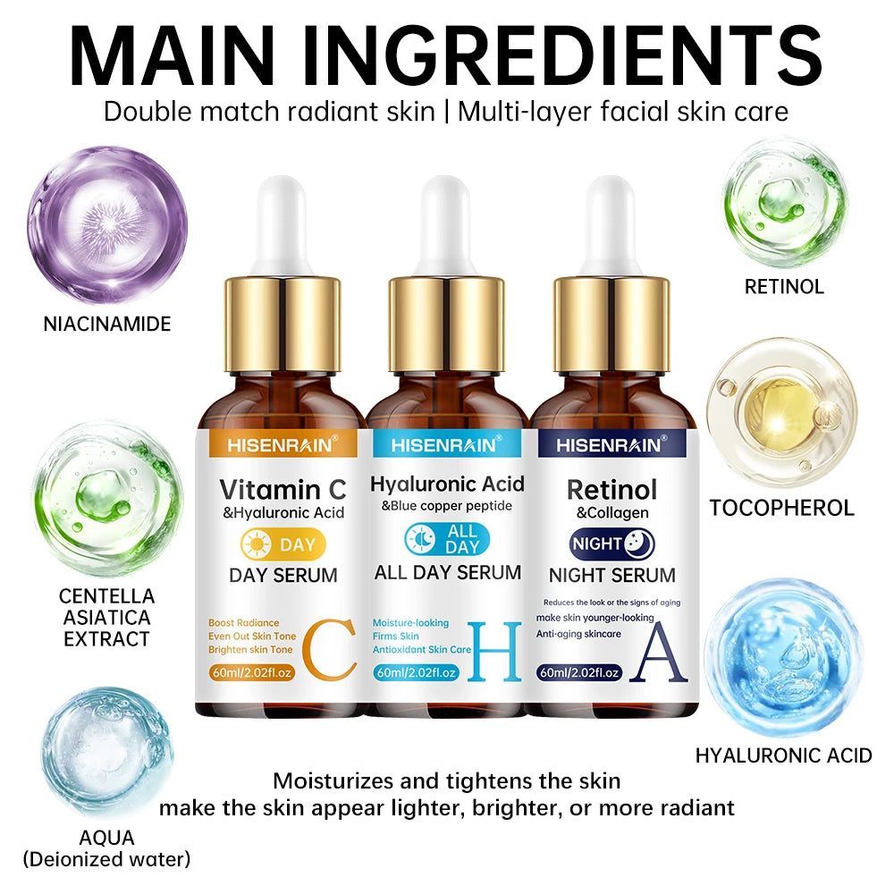 HISENRAIN Vitamin C + Retinol + Hyaluronic Acid Serum Duo