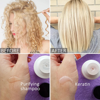 PURC Keratin Treatment Brazilian 100ml – Îndreaptă Părul Ondulat & Creț | Efect 3-4 Luni | 4 Concentrații