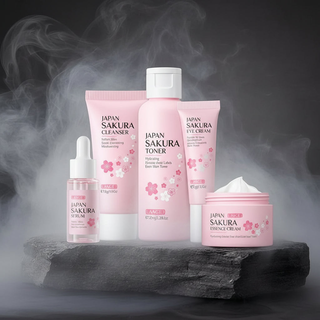 5/3pcs/Set Sakura Skin Care Sets Face Cream Serum Toner Facial Cleanser Sunscreen Eye Cream Gift Box Face Skin Care Set Product