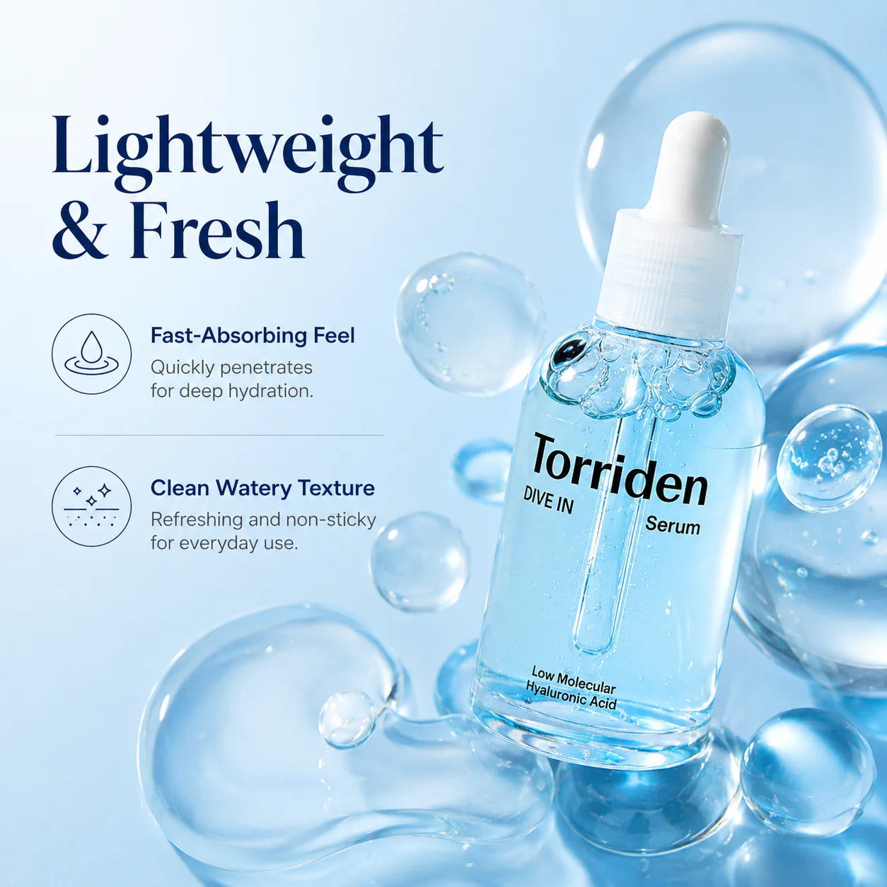 Torriden DIVE-IN Ser Facial cu Acid Hialuronic Low-Molecular 50ml