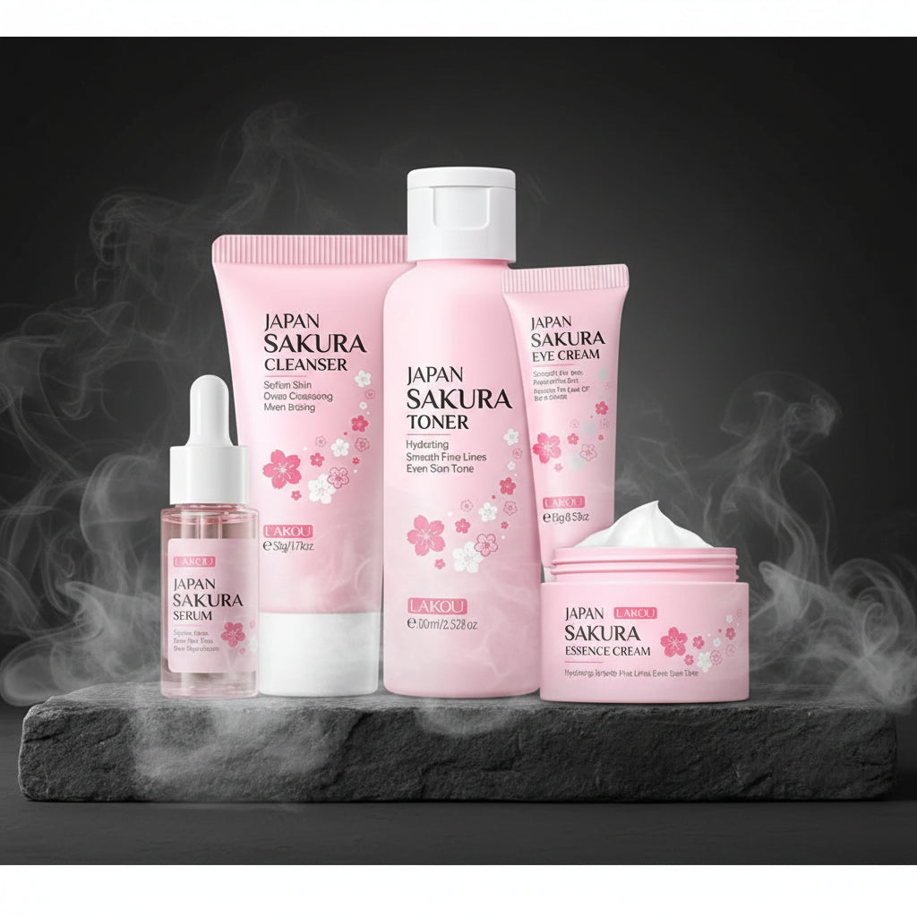 5/3pcs/Set Sakura Skin Care Sets Face Cream Serum Toner Facial Cleanser Sunscreen Eye Cream Gift Box Face Skin Care Set Product