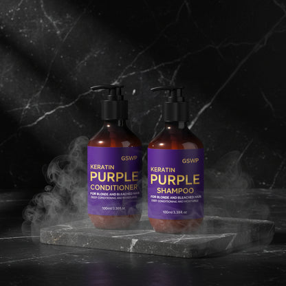 GSWP Purple Shampoo & Balsam Set 100ml+100ml – Șampon Violet & Balsam | Păr Blond, Grizonat & Argintiu | CPNP