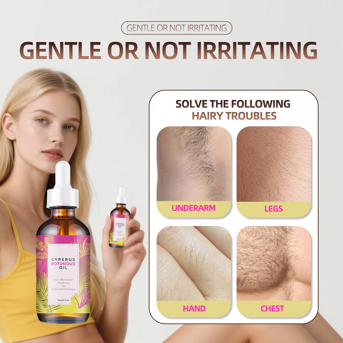 Ulei Inhibitor Creștere Păr 60ml – Jojoba, Migdale & Măceș | Piele Moale & Epilare Mai Rară