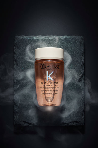 Kérastase Gloss Absolu Bain Hydra-Glaze Șampon 80ml – Luciu Intens & Anti-Frizz | Acid Hialuronic & Trandafir | Made in France | CPNP