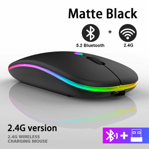 RGB Wireless Bluetooth Mouse – Rechargeable Silent Click