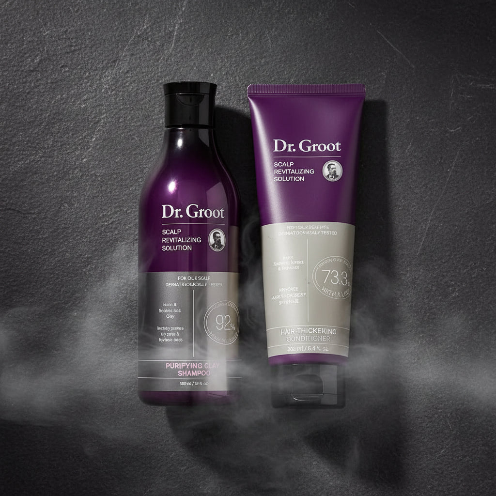 Dr.Groot Anti Hair Loss Șampon & Balsam Volumizant Set – Anti-Cădere, Anti-Mătreață & Oil-Control | 385ml + 250ml
