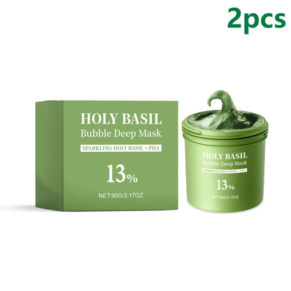 Holy Basil Bubble Deep Face Mask 90g – Spumare Automată, Anti-Puncte Negre & Oil-Control | Acid Lactobionic | CPNP