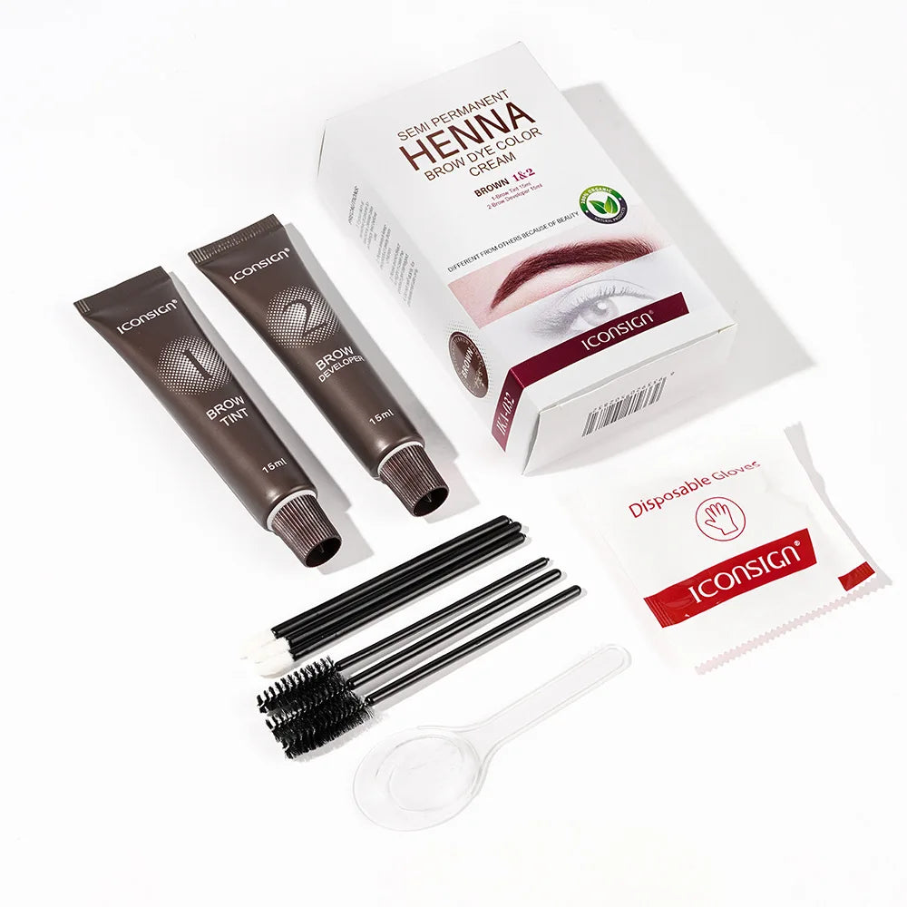 Kit Vopsea Sprâncene & Gene Henna Waterproof – Tint Permanent de Lungă Durată | Cremă & Gel