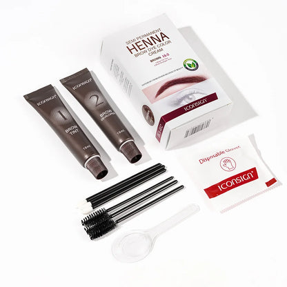 Kit Vopsea Sprâncene & Gene Henna Waterproof – Tint Permanent de Lungă Durată | Cremă & Gel