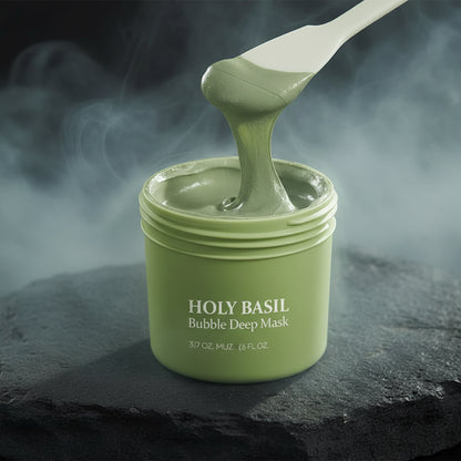 Korean Carbonic Bubble Mask cu Busuioc Sfânt 90g – Curățare Profundă, Anti-Puncte Negre & Pori | Oil-Control