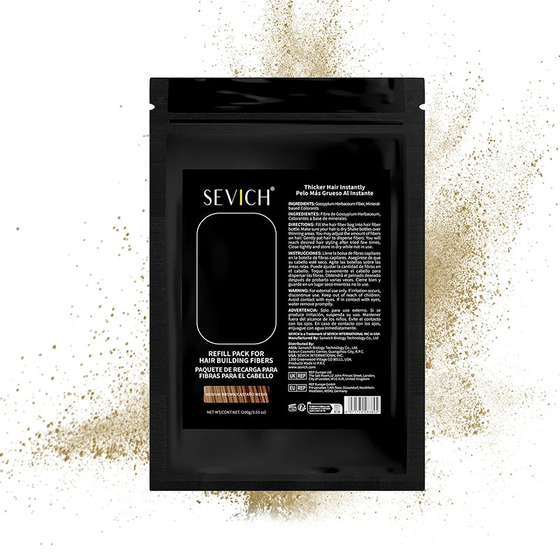 SEVICH Hair Building Fibers – Pudra Densificare Păr în 5 Secunde | 10 Nuanțe | 25g/100g | CPNP