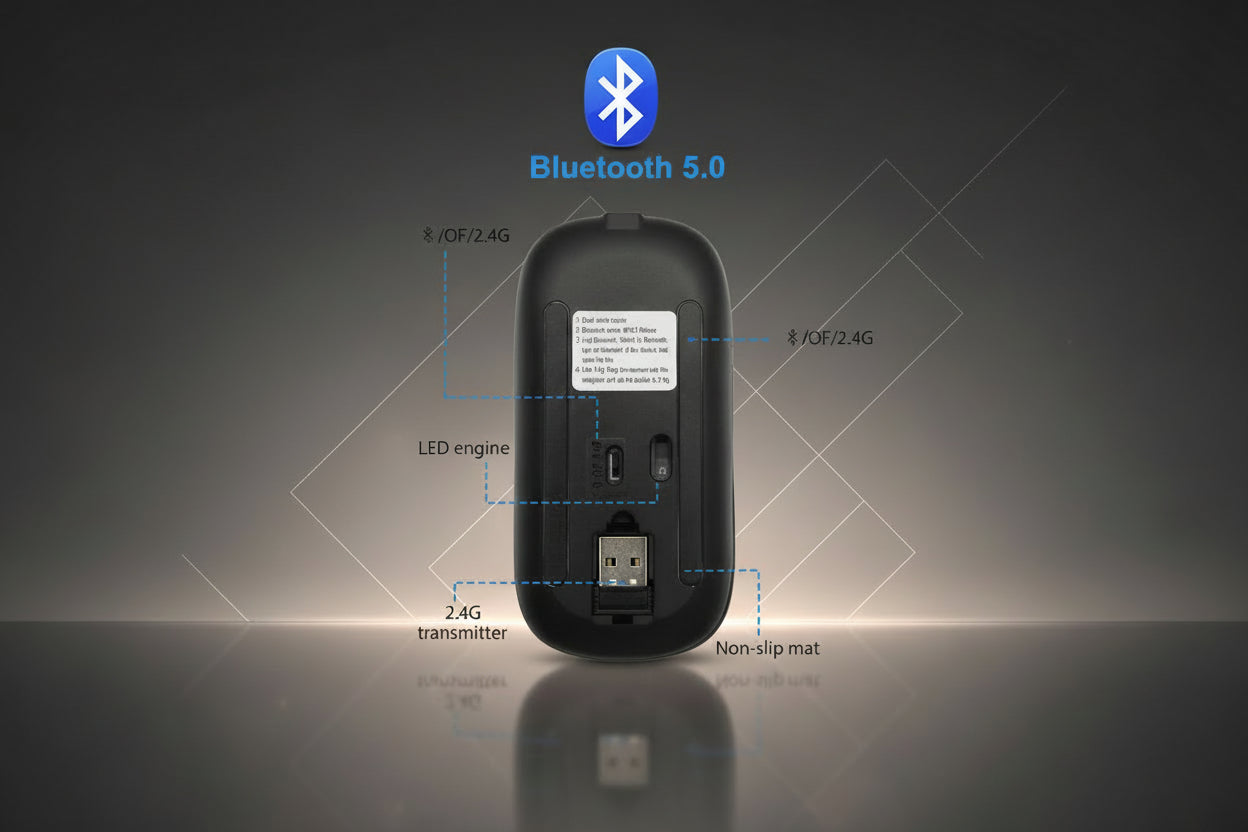 RGB Wireless Bluetooth Mouse – Rechargeable Silent Click