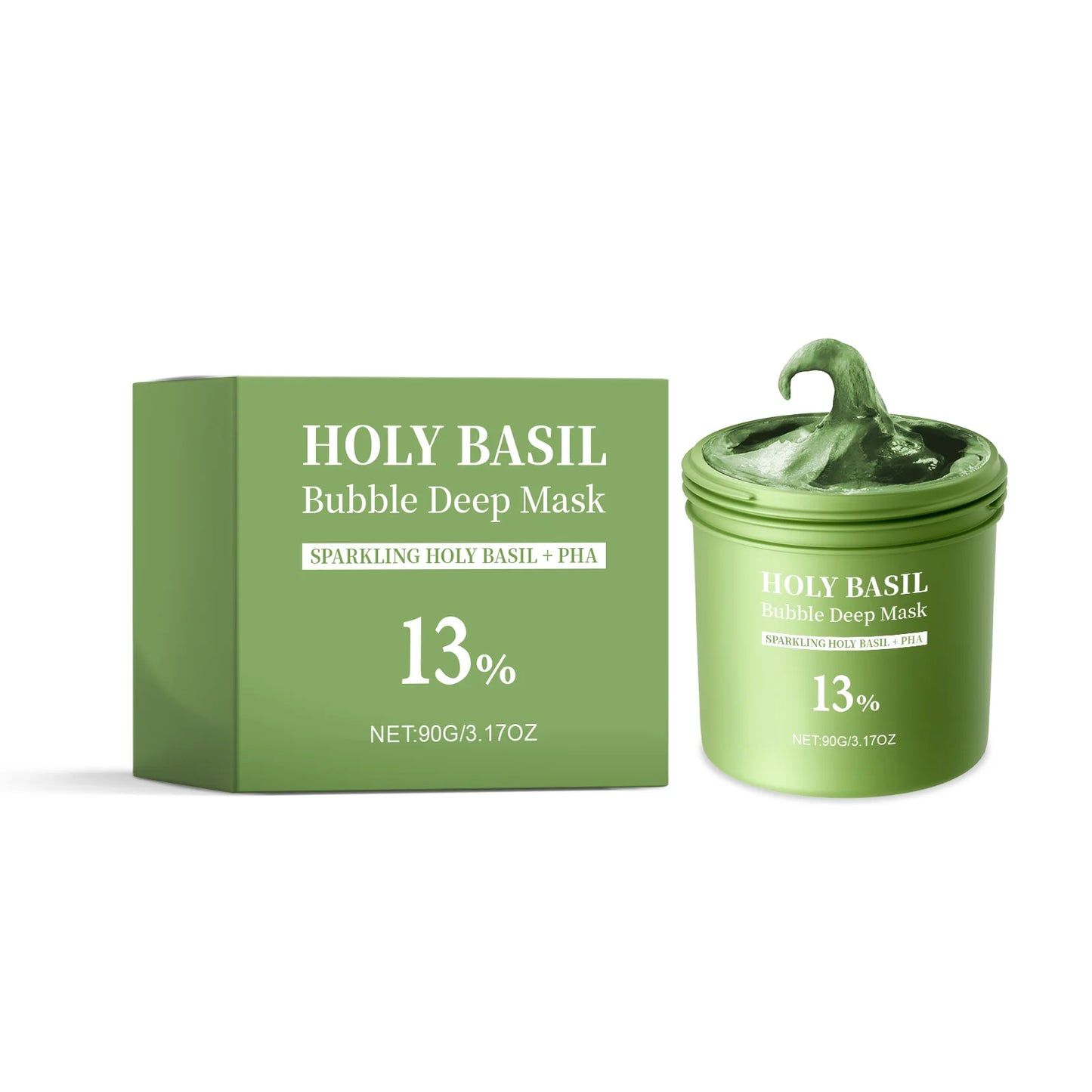Holy Basil Bubble Deep Face Mask 90g – Spumare Automată, Anti-Puncte Negre & Oil-Control | Acid Lactobionic | CPNP