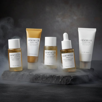 SKIN1004 Korean Centella Travel Kit 5 buc – Toner, Ampoule, Cremă Calmantă, Ulei Demachiant & Spumă | Set Cadou Skincare Coreean