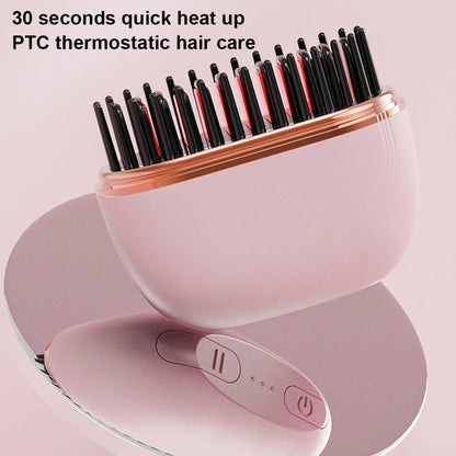 Heated Electric Hair Styling Brush – Straighten & Smooth for Home & Travel