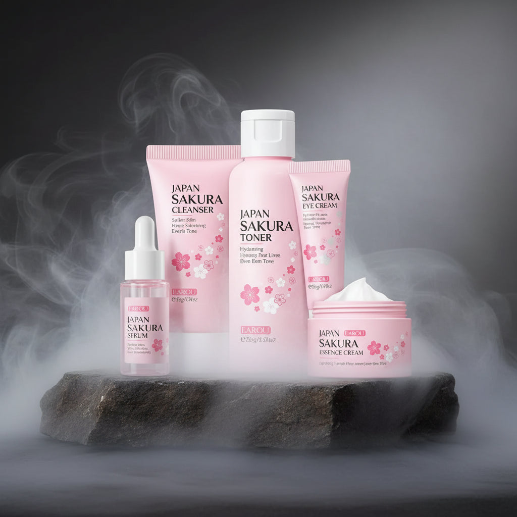 5/3pcs/Set Sakura Skin Care Sets Face Cream Serum Toner Facial Cleanser Sunscreen Eye Cream Gift Box Face Skin Care Set Product