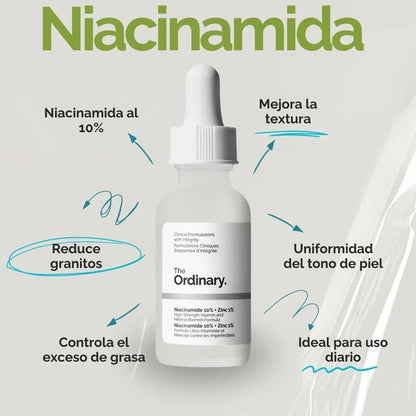 The Ordinary Niacinamide 10% + Zinc 1% Ser 30ml – Pori Vizibili Reduși, Ten Luminos & Echilibrat