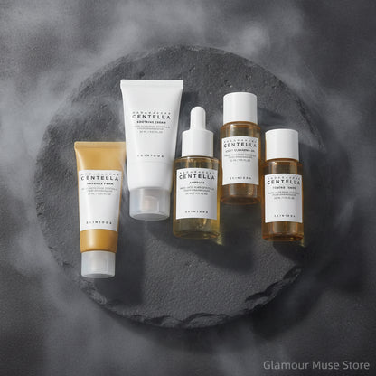 SKIN1004 Korean Centella Travel Kit 5 buc – Toner, Ampoule, Cremă Calmantă, Ulei Demachiant & Spumă | Set Cadou Skincare Coreean