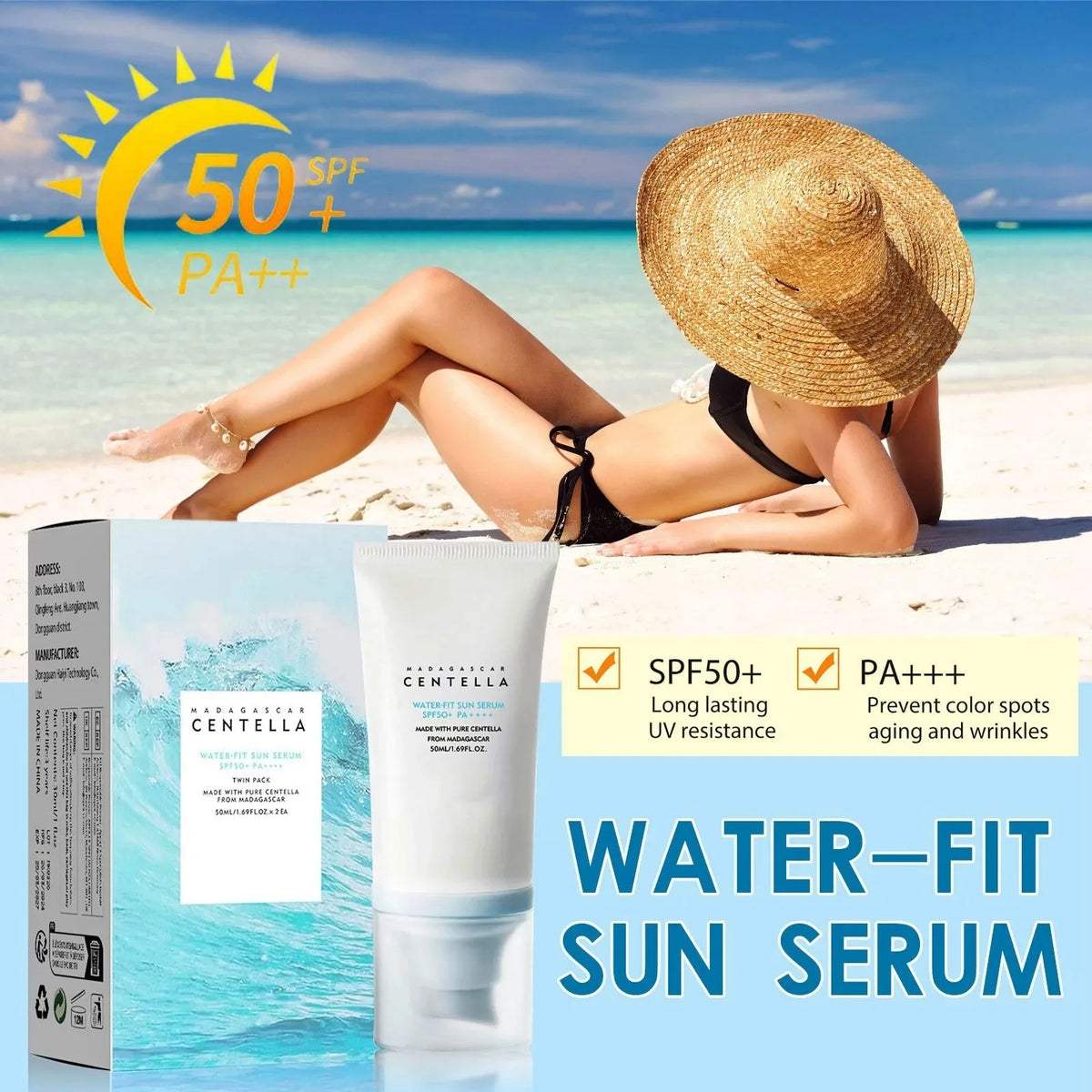 LGRAMER Cremă Solară SPF50+ cu Centella