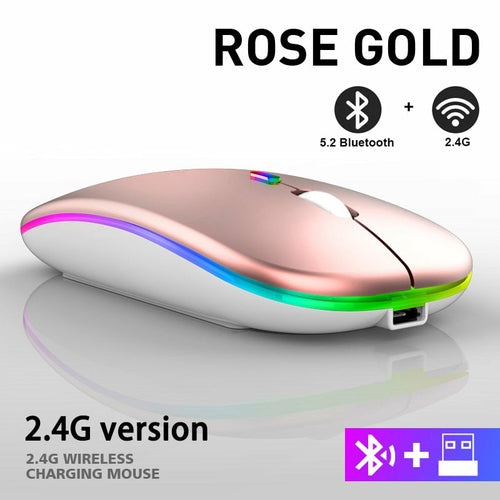 RGB Wireless Bluetooth Mouse – Rechargeable Silent Click