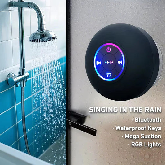 Waterproof Bluetooth Shower Speaker with LED Light – Portable Wireless Speaker