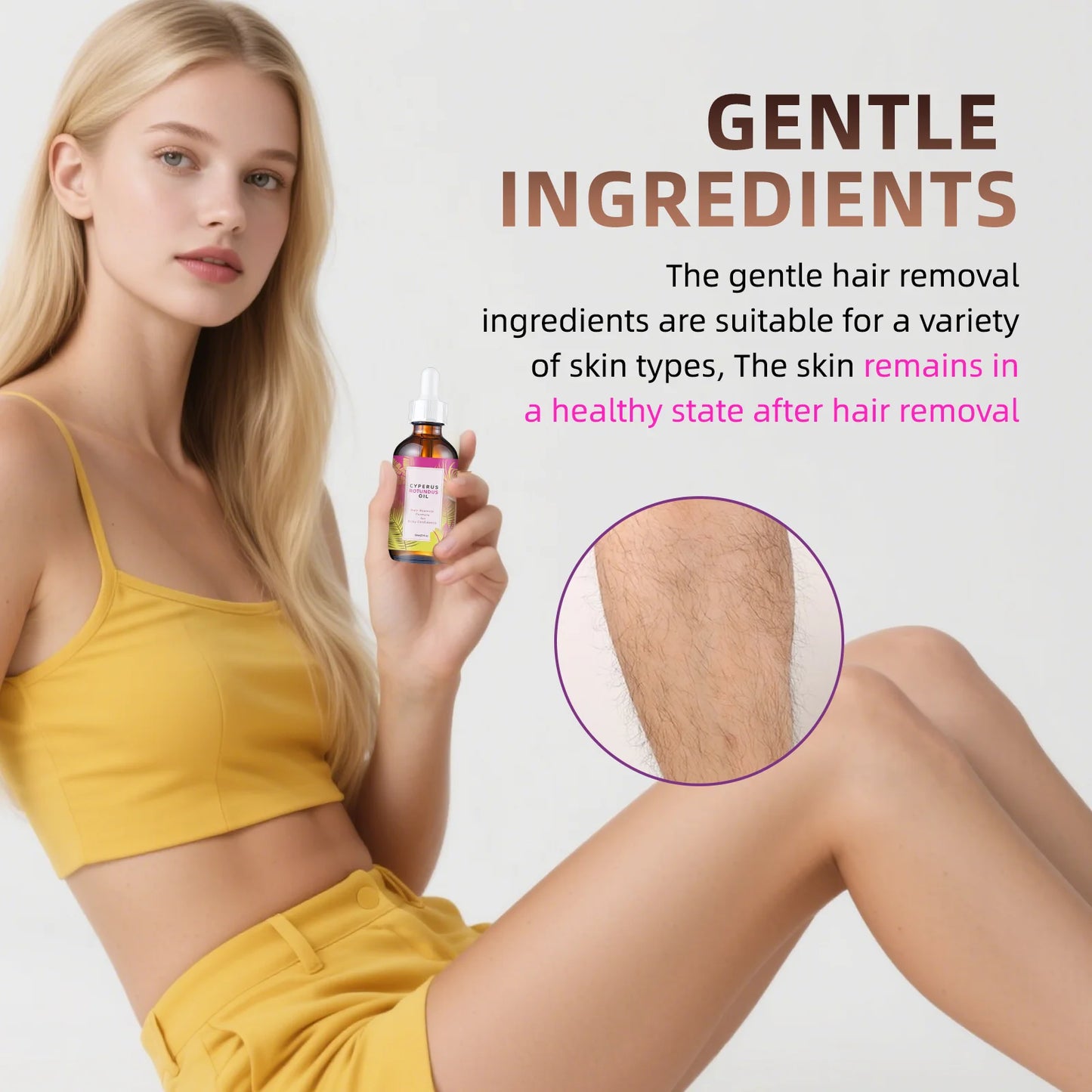 Ulei Inhibitor Creștere Păr 60ml – Jojoba, Migdale & Măceș | Piele Moale & Epilare Mai Rară