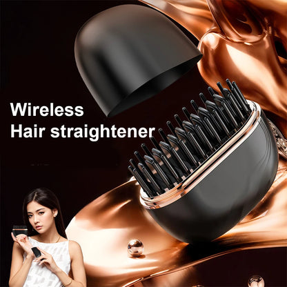 Heated Electric Hair Styling Brush – Straighten & Smooth for Home & Travel