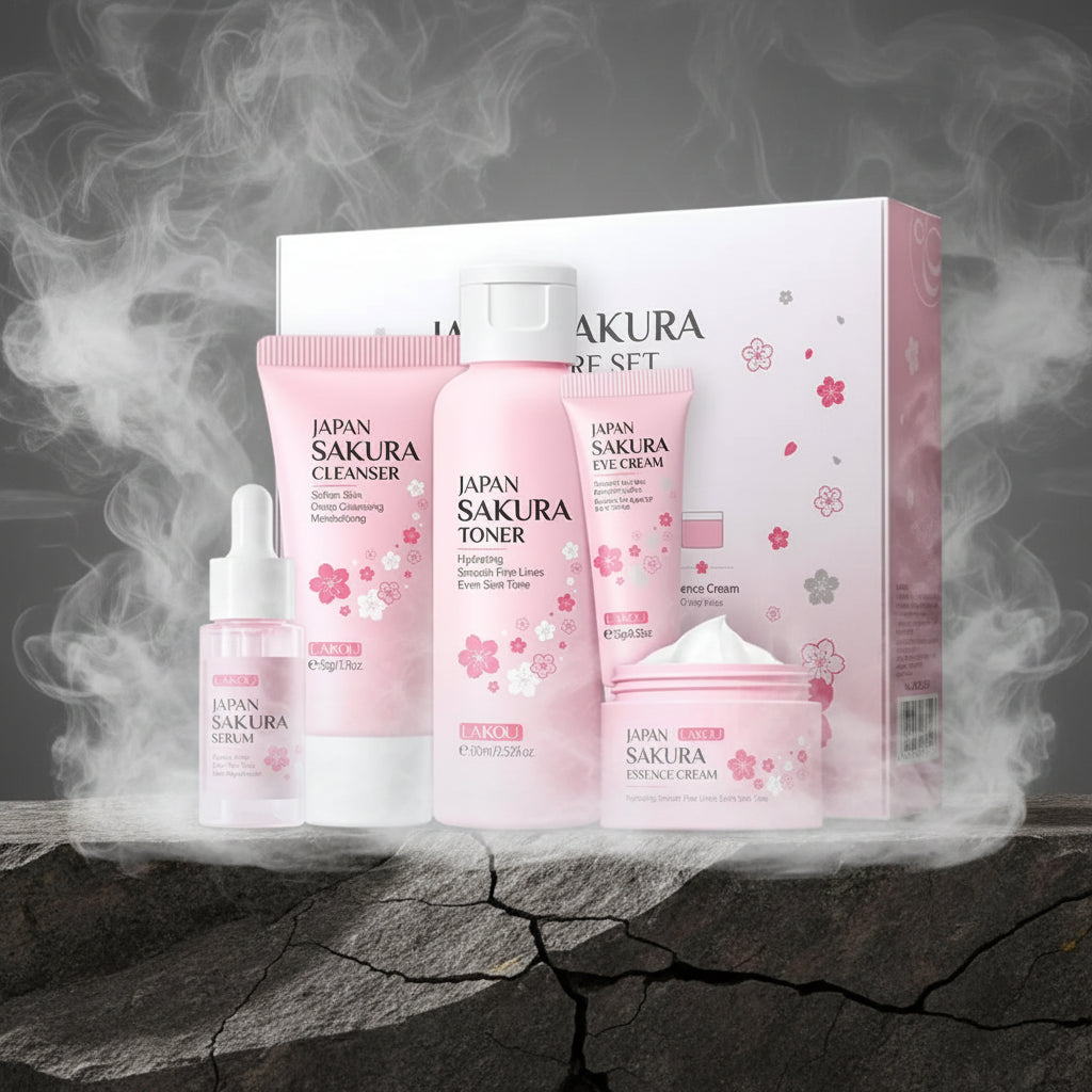 5/3pcs/Set Sakura Skin Care Sets Face Cream Serum Toner Facial Cleanser Sunscreen Eye Cream Gift Box Face Skin Care Set Product