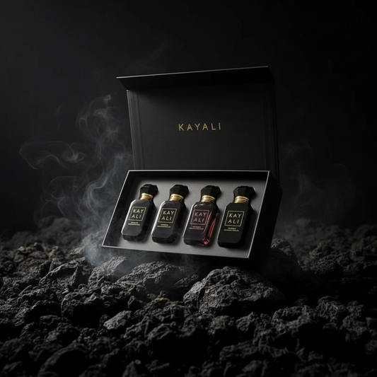 KAYALI Set Cadou 4×10ml – Oudgasm Oud & Vanilla | 2 Seturi de Ales