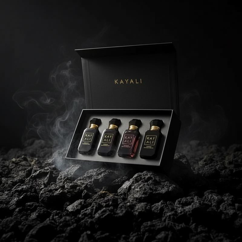 KAYALI Set Cadou 4×10ml – Oudgasm Oud & Vanilla | 2 Seturi de Ales