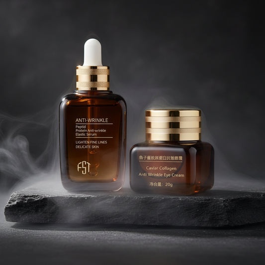Caviar Eye Cream 20g + Face Serum 30ml – Set Anti-Rid, Anti-Cercănă & Fermitate | Esență Caviar & Acid Hialuronic | CPNP