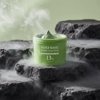 Korean Carbonic Bubble Mask cu Busuioc Sfânt 90g – Curățare Profundă, Anti-Puncte Negre & Pori | Oil-Control