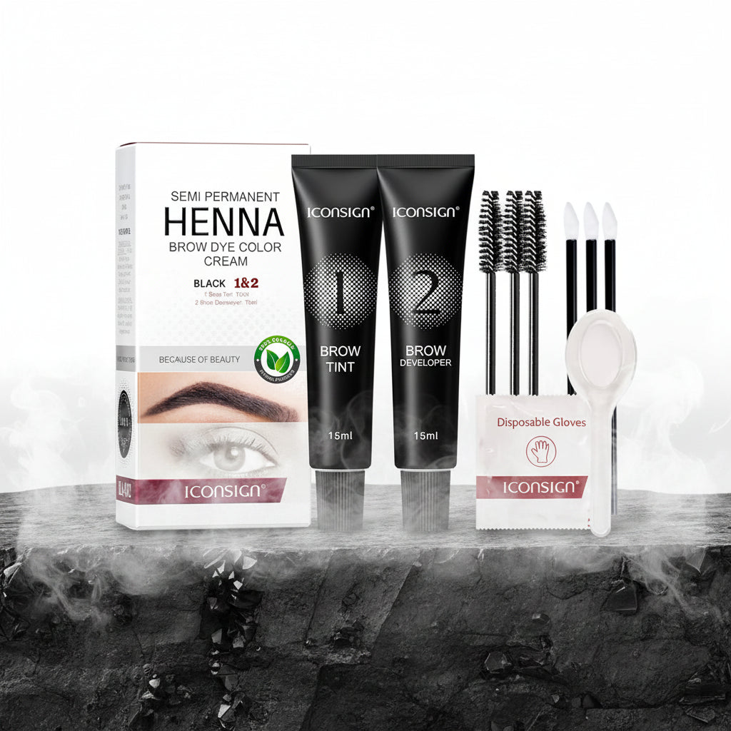 Kit Vopsea Sprâncene & Gene Henna Waterproof – Tint Permanent de Lungă Durată | Cremă & Gel
