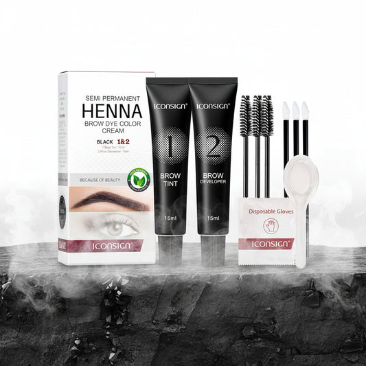 Kit Vopsea Sprâncene & Gene Henna Waterproof – Tint Permanent de Lungă Durată | Cremă & Gel