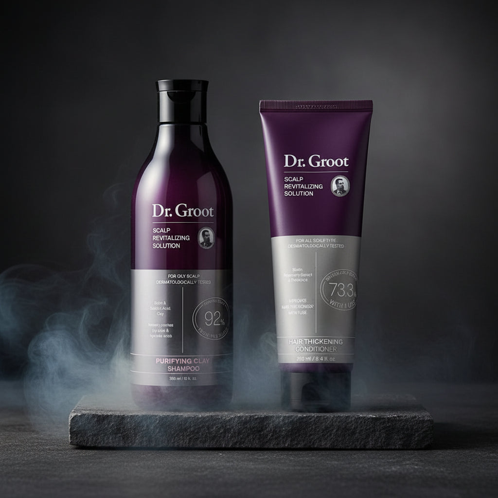 Dr.Groot Anti Hair Loss Șampon & Balsam Volumizant Set – Anti-Cădere, Anti-Mătreață & Oil-Control | 385ml + 250ml