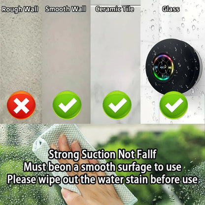 Waterproof Bluetooth Shower Speaker with LED Light – Portable Wireless Speaker