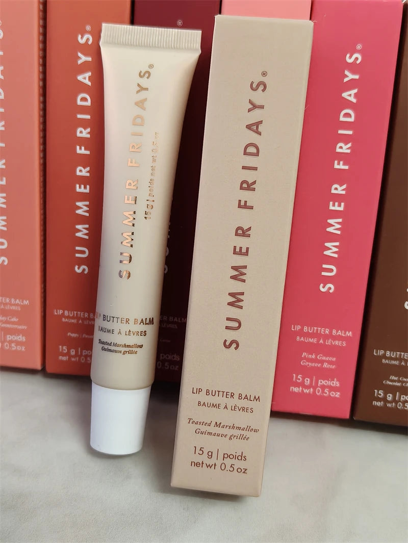 Summer Fridays Lip Butter Balm – Balsam de Buze Hidratant | Vanilla, Birthday Cake, Pink Sugar, Guava & Marshmallow | Lip Gloss Effect