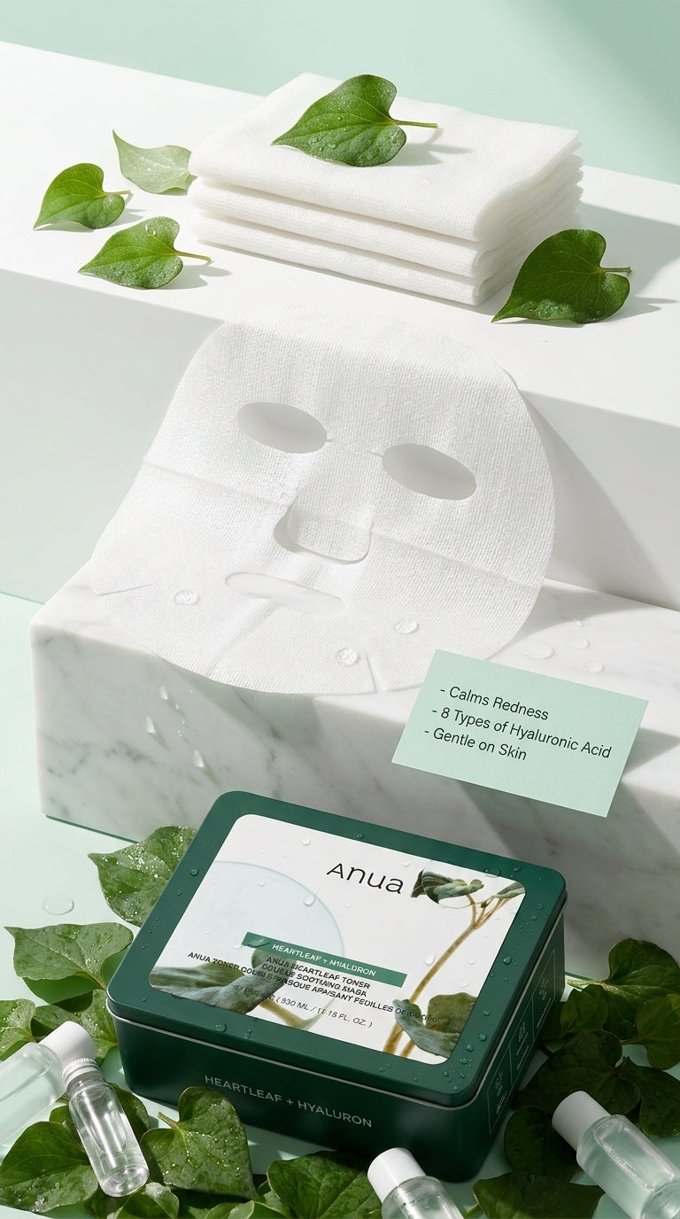 Anua Heartleaf Toner Double Soothing Mask 30 Foi (330ml) – Măști Calmante cu Heartleaf