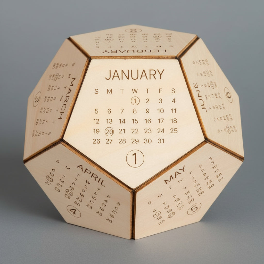 Handmade Wooden Desk Calendar – Sustainable Perpetual Office Decor