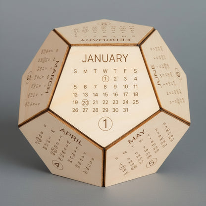 Handmade Wooden Desk Calendar – Sustainable Perpetual Office Decor